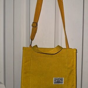 Yellow Corduroy Canvas Shoulder Bag